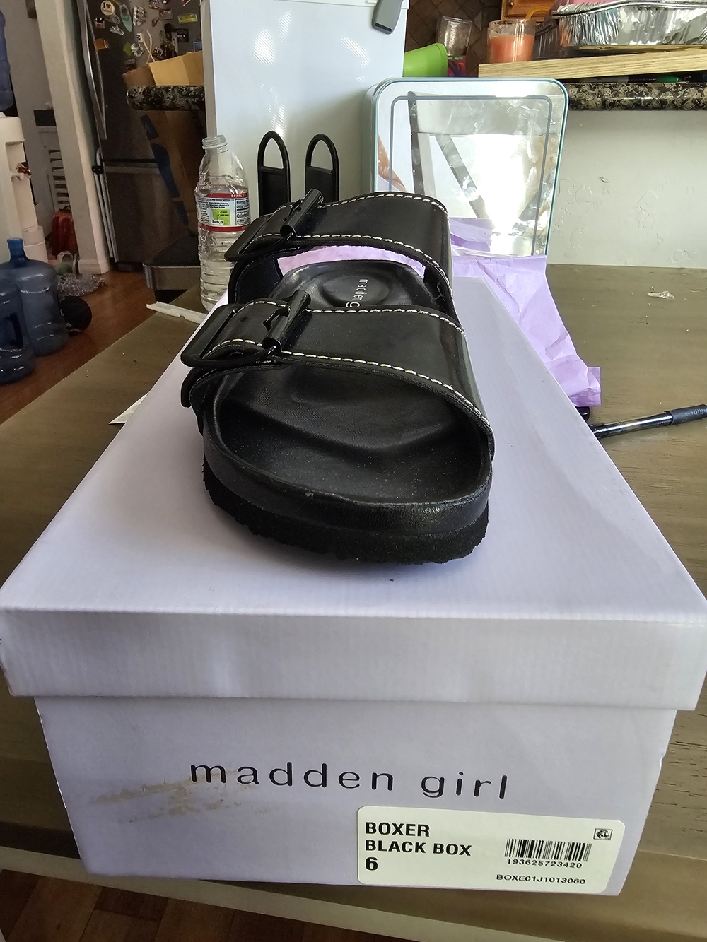 Madden Girl Black Double-Buckle Slide Sandal